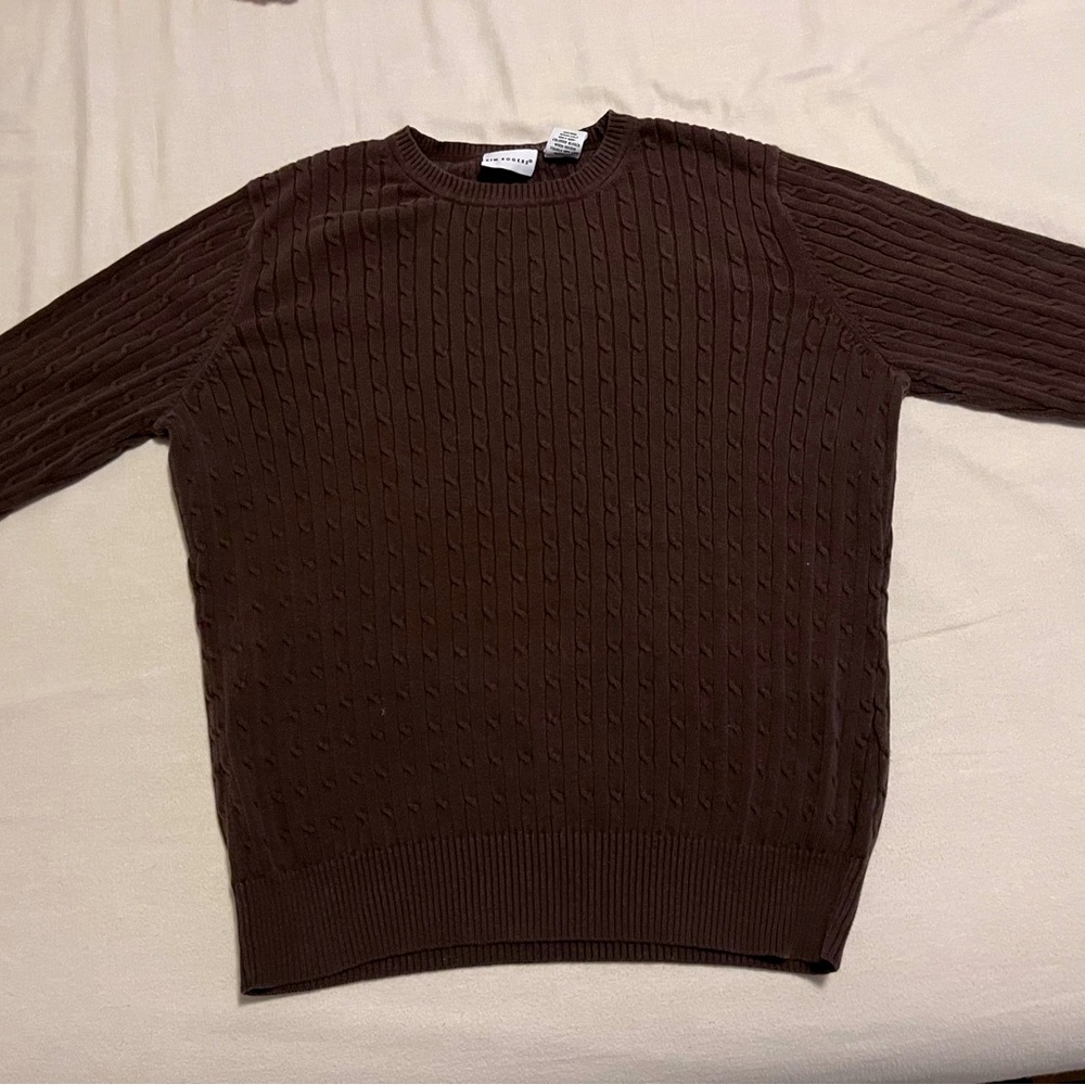Long Sleeve Cable Knit Crew Neck Sweater